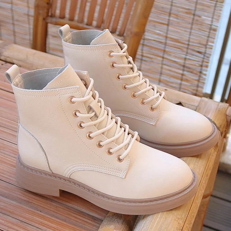 2022 PU Leather Ankle Boots Women Platform Motorcycle Booties Female Autumn Winter Shoes Warm Plush Short Goth Botas |