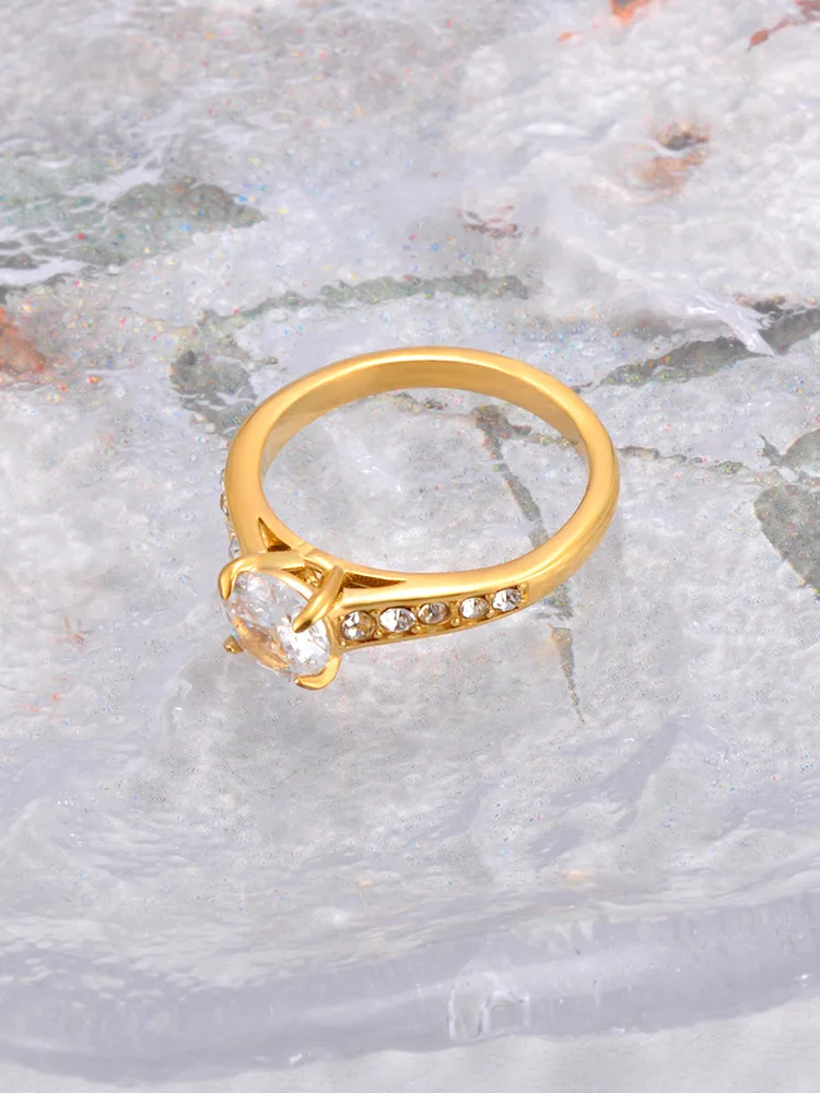Stainless Steel Cubic Zirconia Wedding Ring Engagement Finger Ring For Women wedding rings womens ring jewelry rings ring jewelry cubic zircon ring