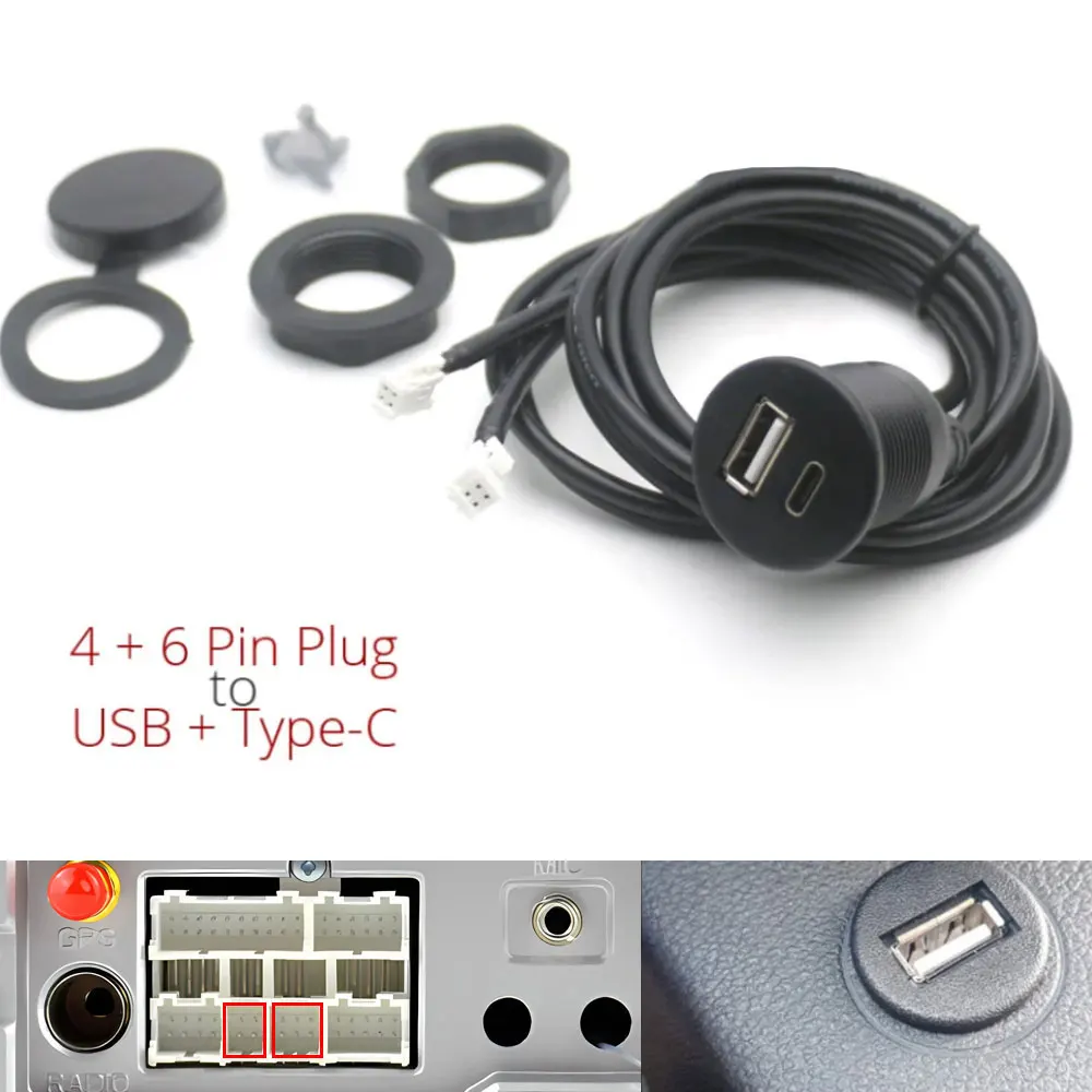 6 8 10 Pin Auto Android Radio USB Stecker Dual USB Kabel Adapter für D-NOBLE Android Head Unit Radio Navigation multimedia – Detail 14