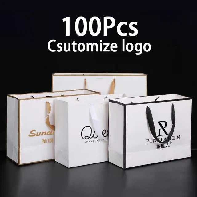 Custom Paper Bags Logo Business, Custom Logo Kraft Paper Bag