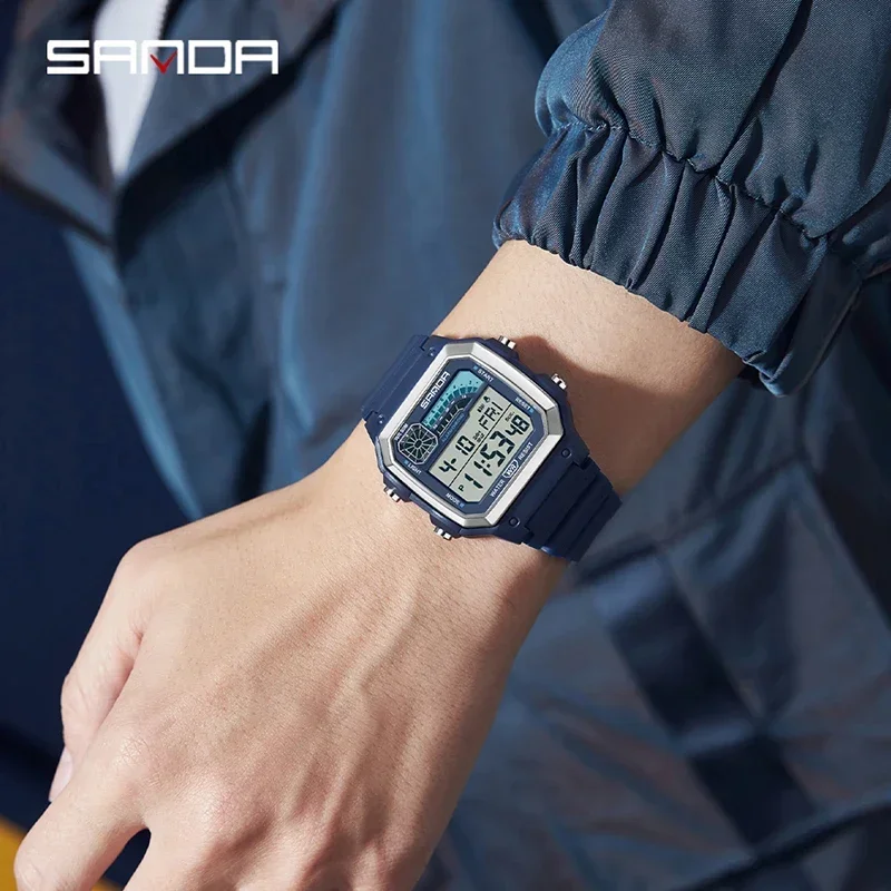 Sports Watch SANDA 6196 Multifunction Alarm Clock Chrono Waterproof LED Digital Wristwatches for Men
