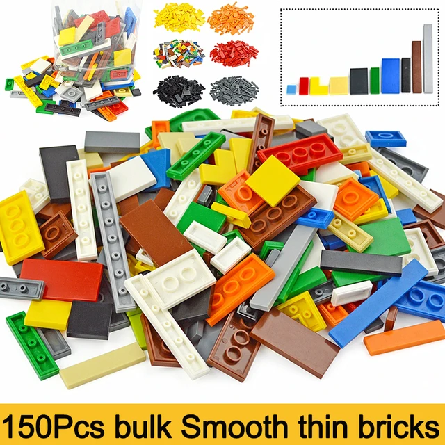 150pcs DIY Smooth Building Blocks Thin Figure Bulk Bricks Multicolour Educational Toys Compatible 2431 3069 87079 For Children 2