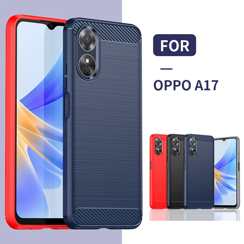 Per Oppo A17 Custodia Per Oppo A17 Capas Paraurti Posteriore Antiurto Custodia Morbida In Fibra Di Carbonio Tpu Fundas Per Oppo A17 A 17 A17K Cover