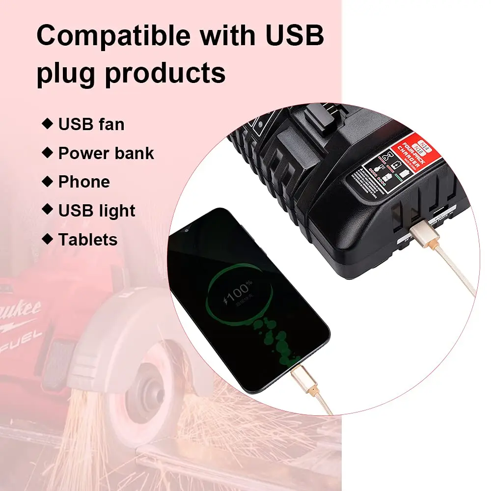 Super Battery Charger Compatible Milwaukee M18 Battery 4/6-Ports Simultaneous Ra
