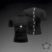 Anime Graphic Compression Shirts for Men Athletic Quick Dry Tshirts Tees Tops Gym Workout Undershirts Short Sleeve Rash Guard 1