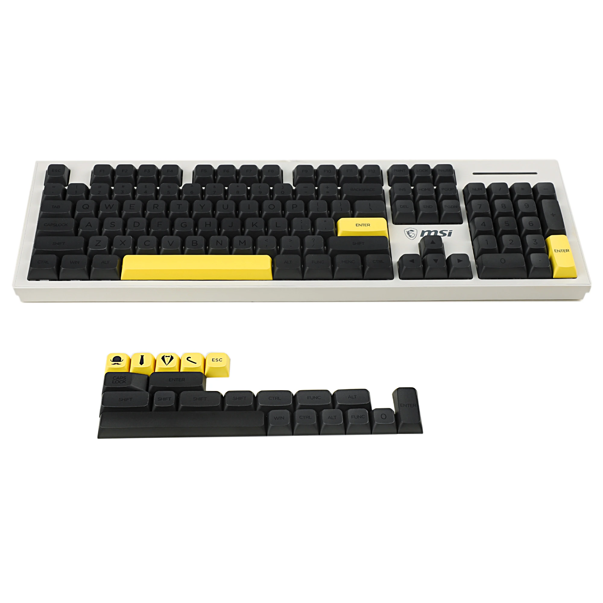 Ymdk-amarelo e Cinza Pbt Keycaps 125 Zda Profile Xda v2 Dye Sub Pbt Adequado para 104 Tkl 60 96 84 68 64 mx Switches