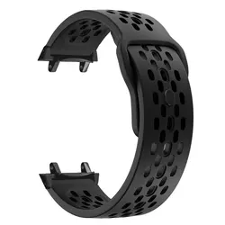 Breathable Mesh Sports Silicone Wristband Bracelet - Smart Watch Strap Accessories - Amazfit T - Rex 3 (Black)