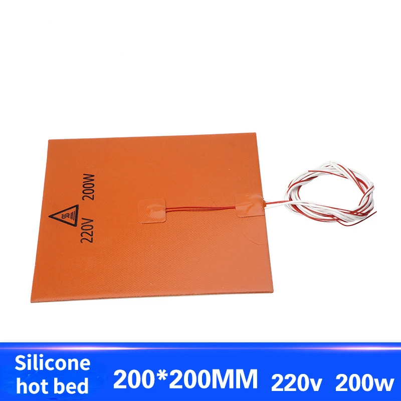 

For 3D Printer Accessories 200x200mm 220V 200W Silicone Rubber Heating Bed Silicone Heating Pad Heating Plate