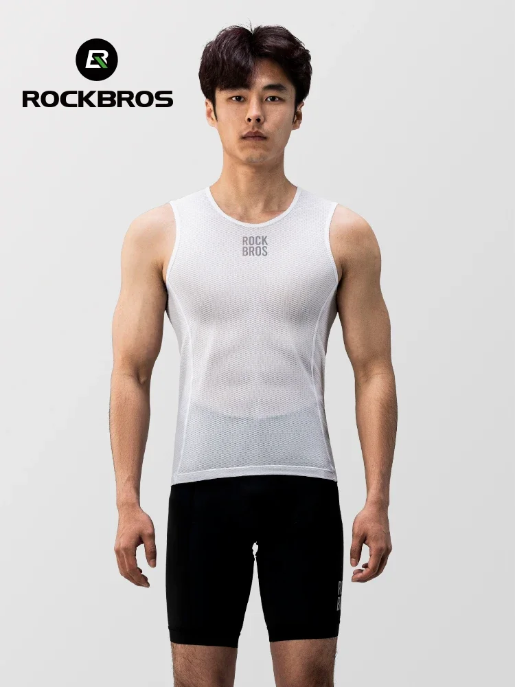 ROCKBROS Bike Vest Breathable Men's Sleeveless Short Summer Undershirt Windbreaker Tshirt Quick Dry Elastic Mesh Underwear