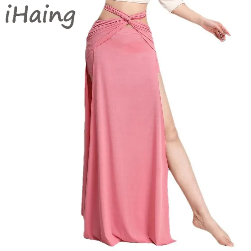 

Women Elegant Belly Dance Wrap Tie Skirt Sexy Adult Maxi Spilt Long Spanish Costume Swing Dress Bandage Clothes Dancerwear