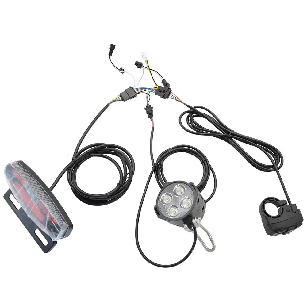 Kit de luz traseira do freio dianteiro da e-bike para a bateria de 24v 48v contêm o interruptor do farol do chifre e com a luz funcional da cauda da volta de ebike