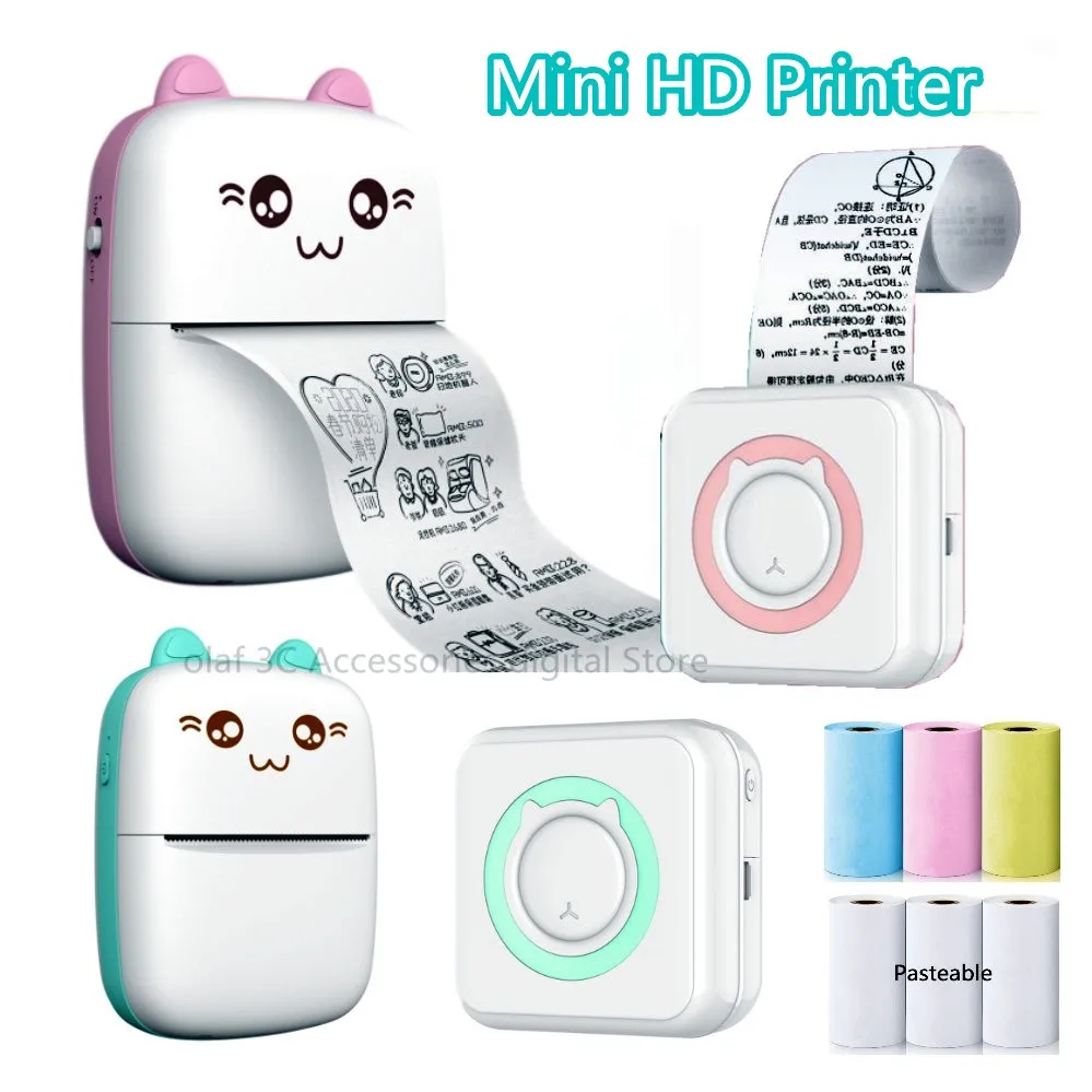Meow-mini Impressora Térmica Portátil Impressoras de Etiquetas Impressão sem Fio Bluetooth Papel Adesivo Inkless 57 mm