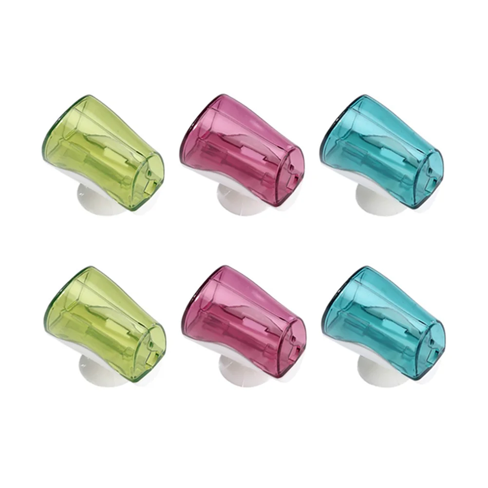 

6 Pcs Toothbrush Dust Cap Suction Cup Holder Wall Stand with Cover Storage Rack Hanging Bathroom Organizer Plastic Pp Holders