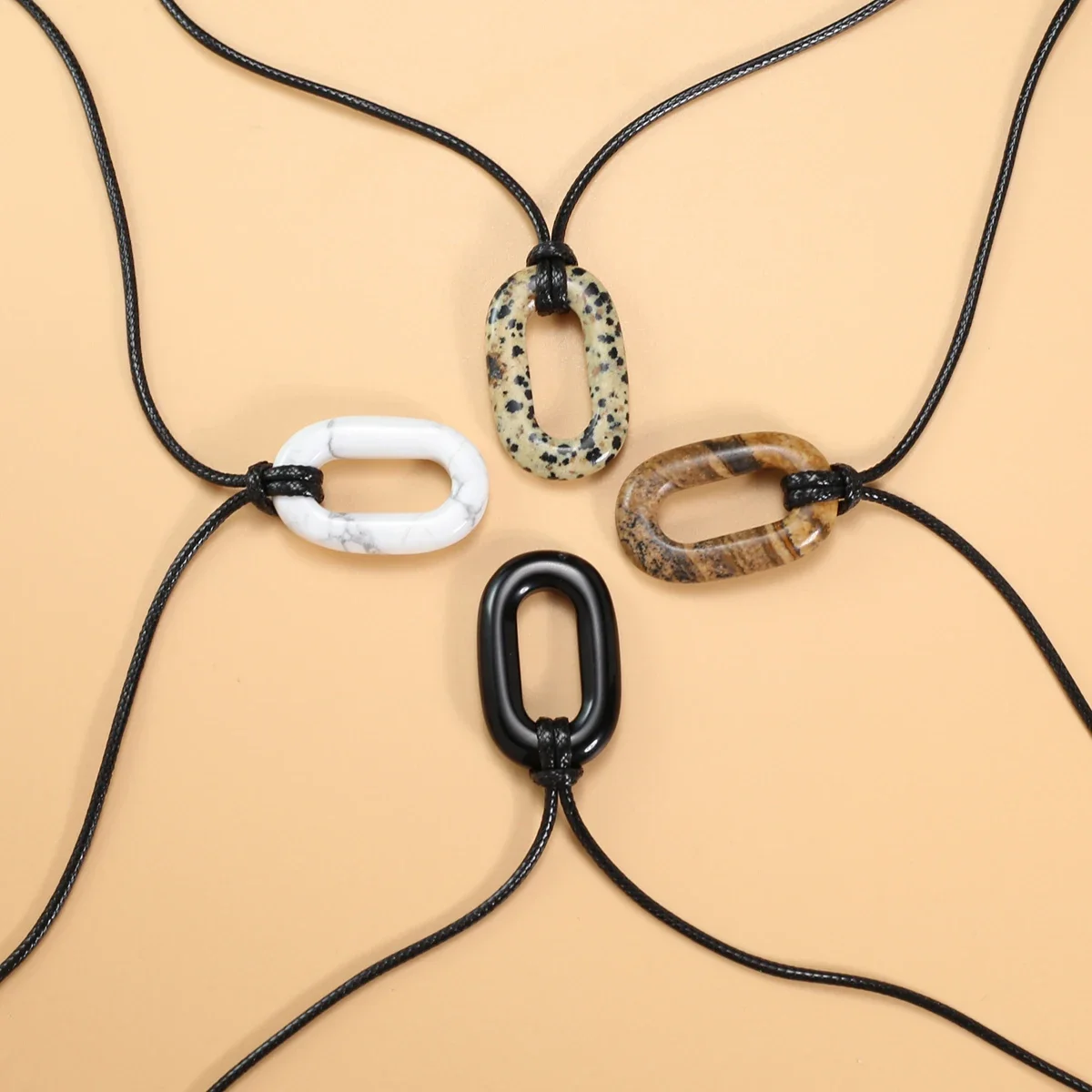 10PCS Wholesale Natural Stone Agate Turquoise Rectangle Pendant Jewelry Necklace Men Accessories Neutral Style Gift Choker