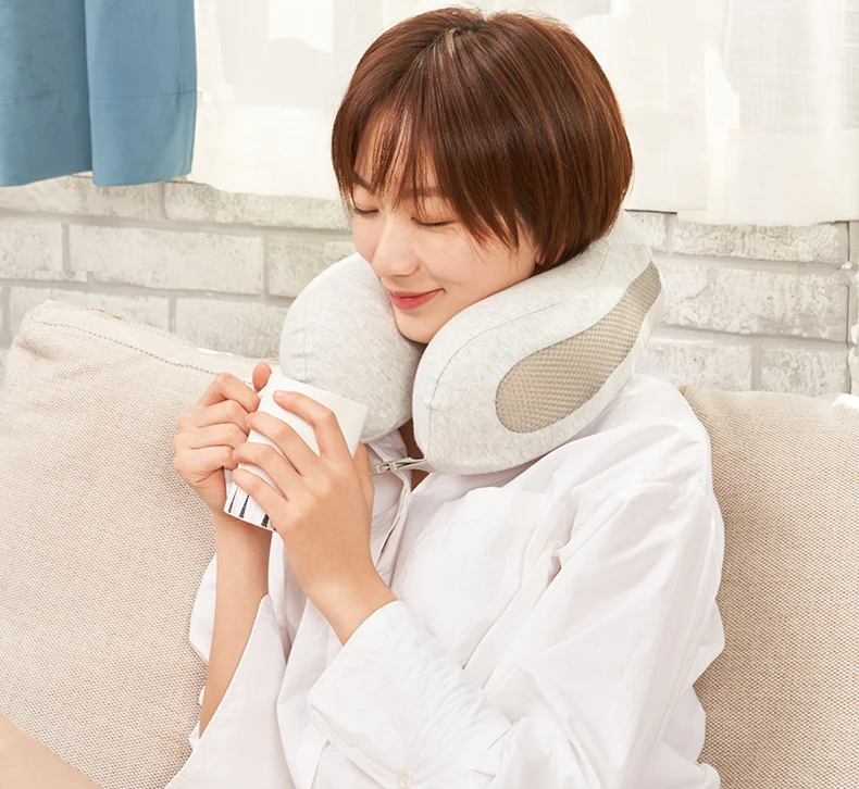 8H U shaped memory foam neck pillow soft slow rebound space travel pillow solid lunch break sleep head and neck support pillow