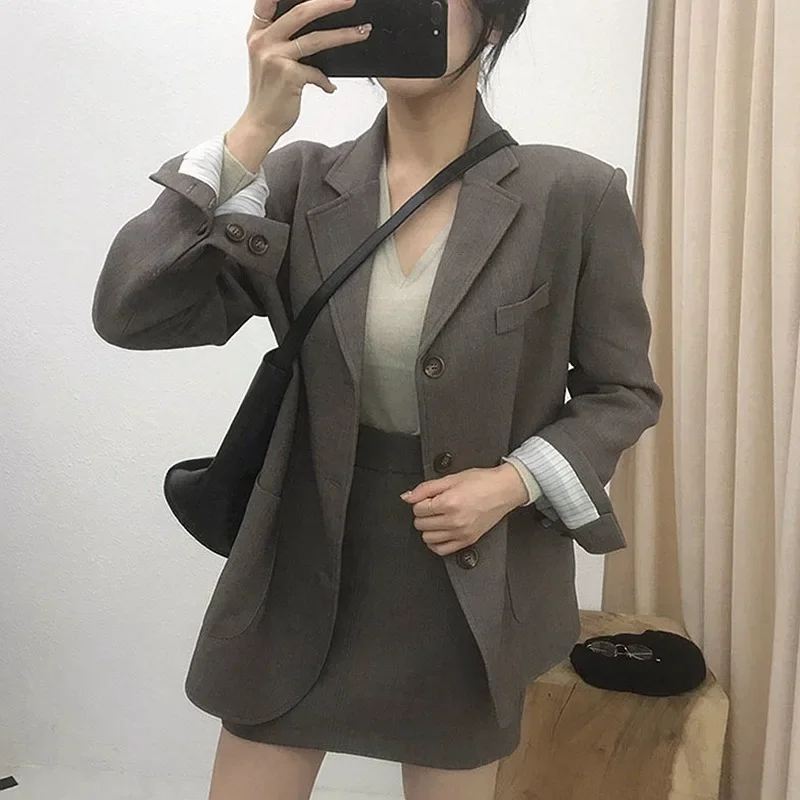 orange chic mid length blazer women 2023 spring autumn new fashion solid colors suits office lady double breasted elegant blazer Office Blazers Preppy Style Women Solid Colors Single Breasted Commute Suits 2023 Spring Autumn New Fashion Korean Chic Blazers