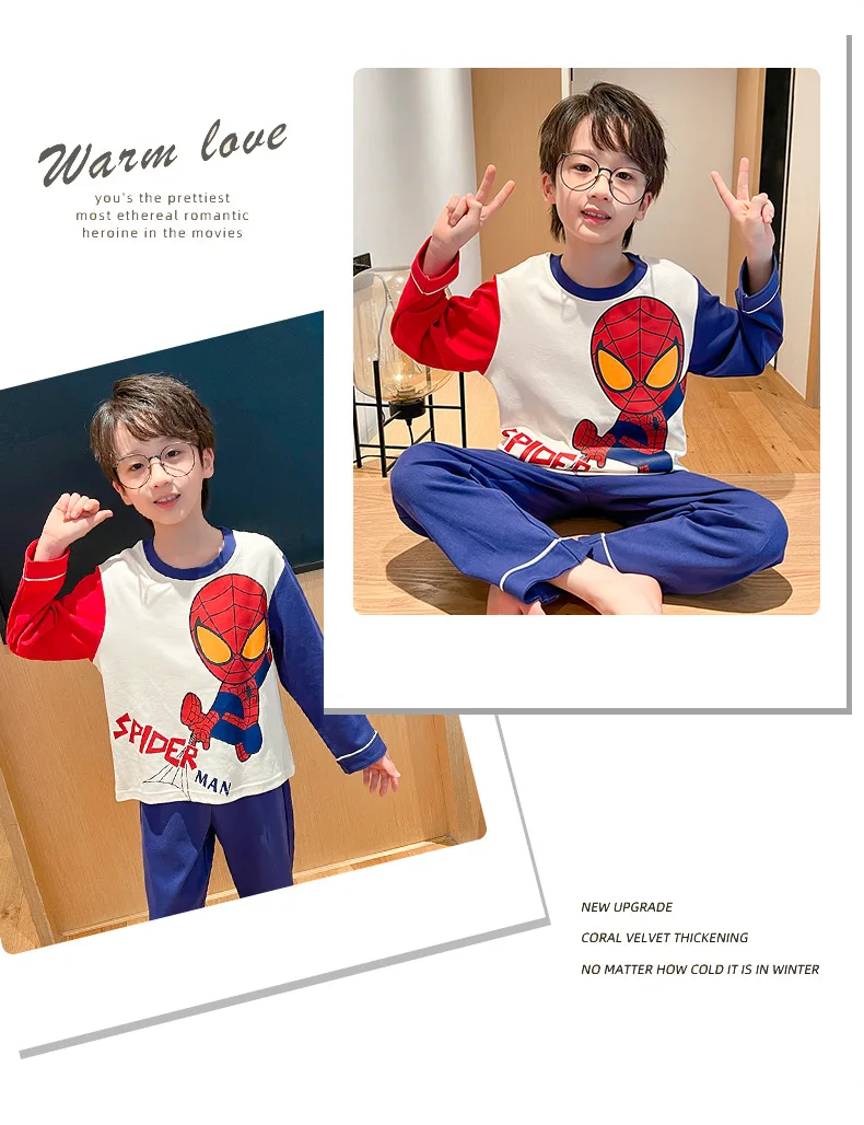 Loungewear Spiderman Boy Children's Pajamas Sets for Children Men's Boy's Pajama Sleepwear Robe Clothing Mother Kids
