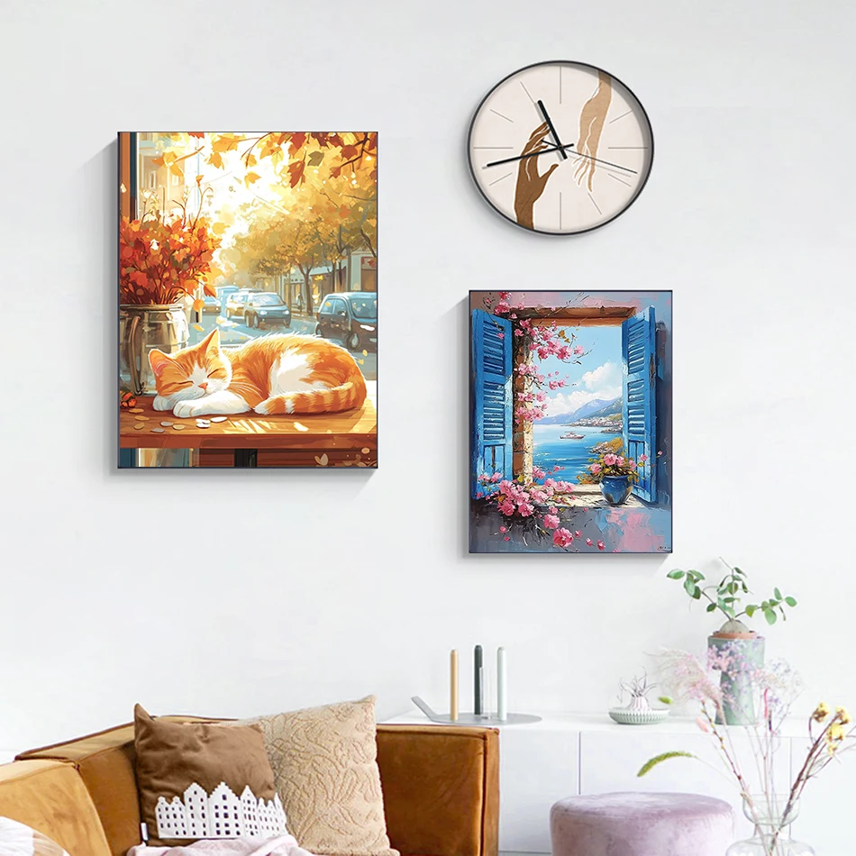 RUOPOTY Oil Painting By Numbers Window sill scenery Artwork Coloring For Adults Art Supplies Personalized Gift Handmade Digital view 4