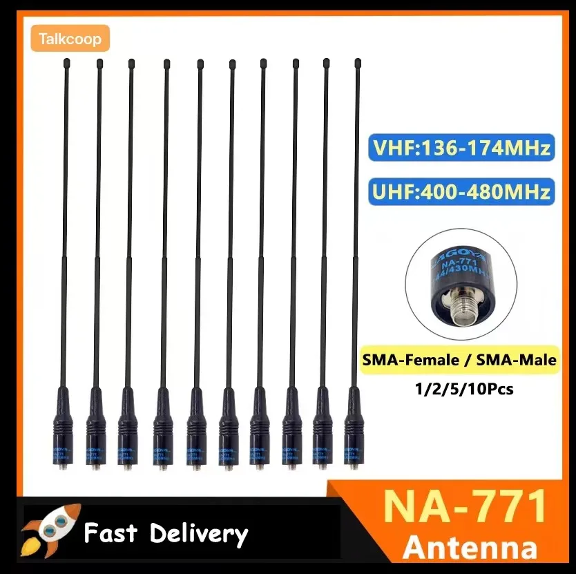 Antenna Na 771 Antenna Di Guadagno Di Nagoya Vhf/Uhf Sma Femmina/Maschio Per Baofeng Uv-82 Uv-5R Walkie-Talkie Quansheng Uv-K5 Uv-K6 Ham Radio
