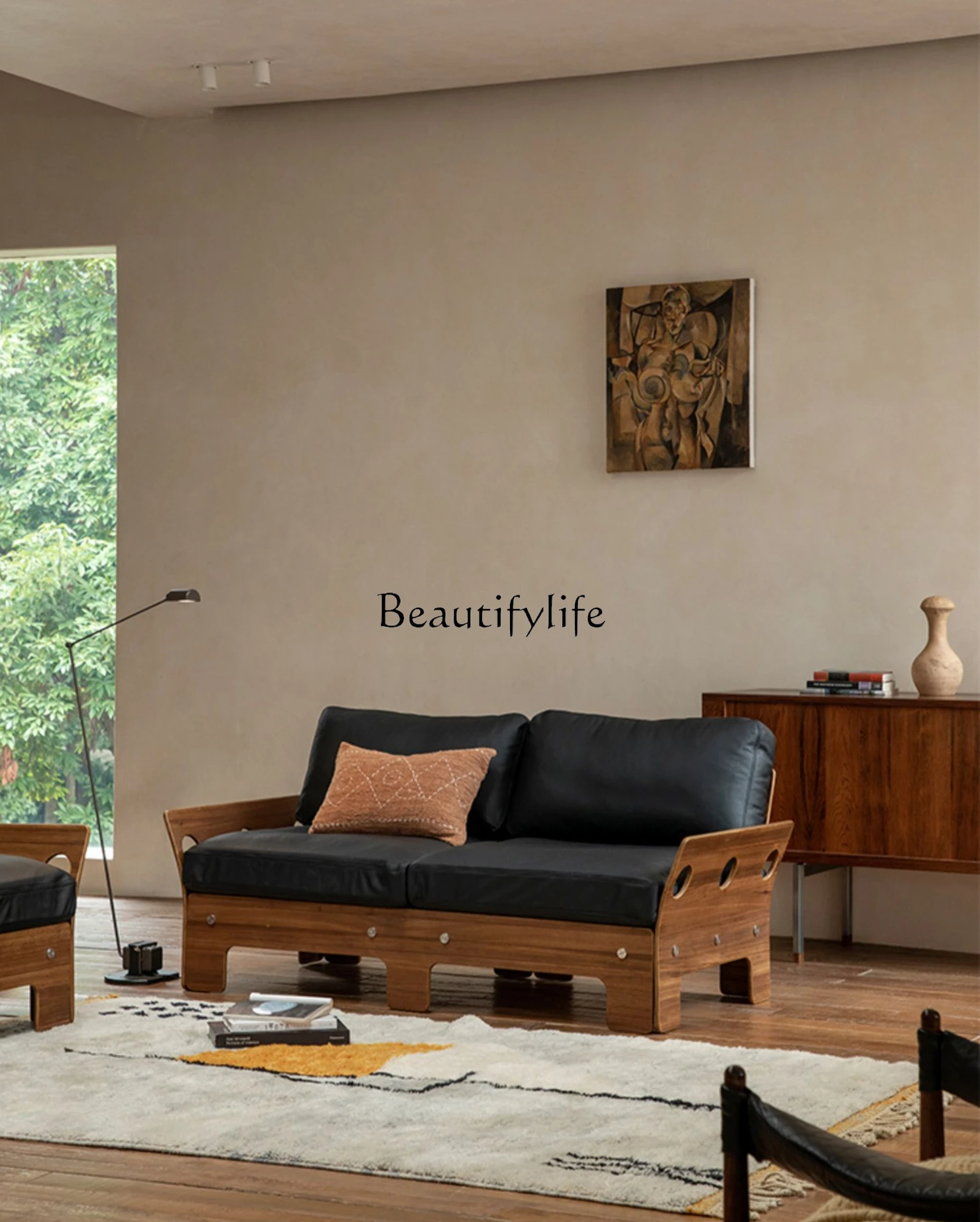 

Retro Style Genuine Cattlehide Leather Surface Single Double Sofa