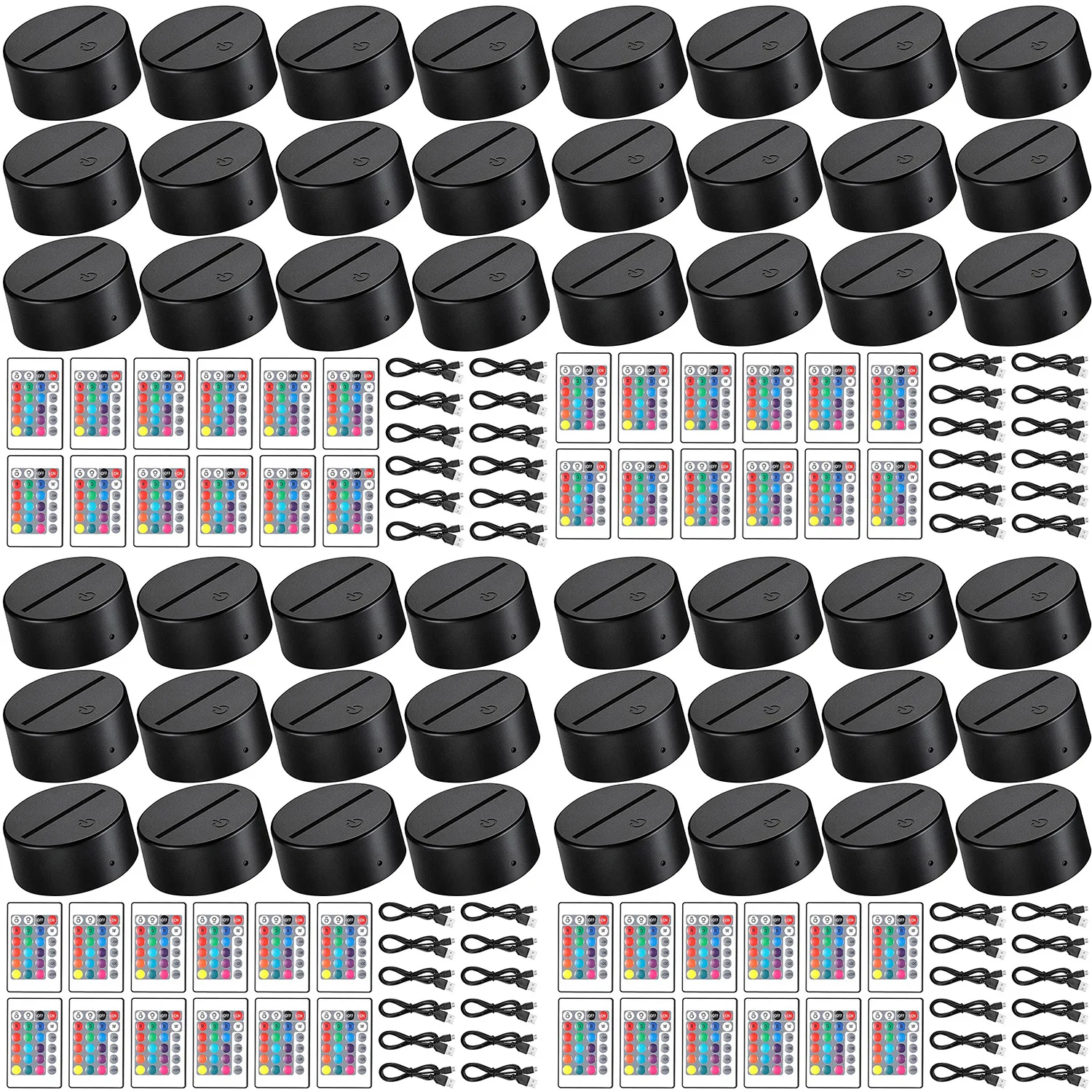 3D LED 조명 베이스, 16 색, 야간 램프 베이스, 아크릴 라이트베이스, 48 개, 리모컨 포함, USB 케이블 라이트 쇼 ..