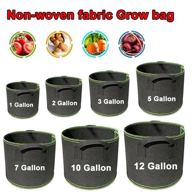 1-5Pcs Vegetable/Flower/Plant Grow Bags 1/2/3/5/7/10/12Gallons Thickened Non-Woven Grow Bags Aeration Fabric Pots with Handles 1