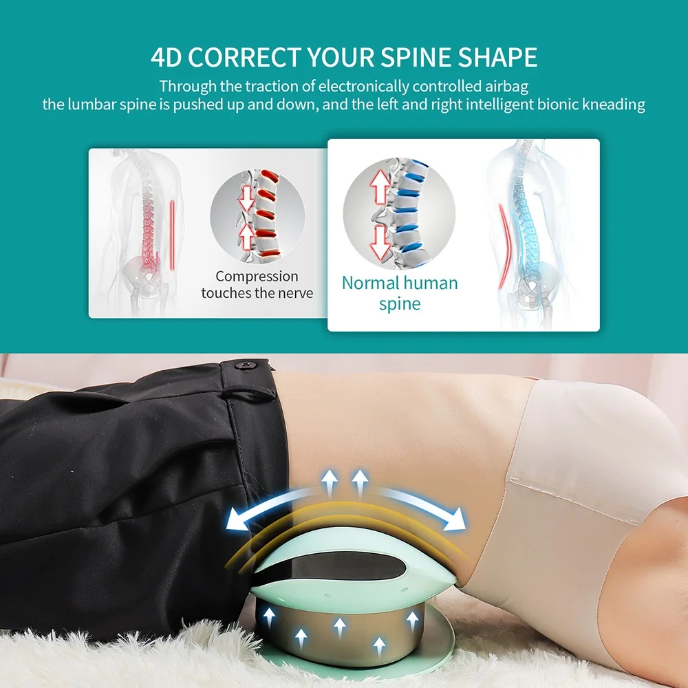 Electric Lumbar Traction Massager Adjustable Vibration Air Pressure Stretching Massager Waist Spine Support Back masajeador