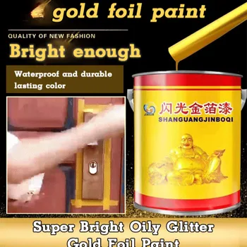 Vernice in lamina d'oro Vernice dorata super luminosa a base d'acqua Colonna romana Lapide Vernice glitterata Vernice per foglie d'oro Smalto fai-da-te 1