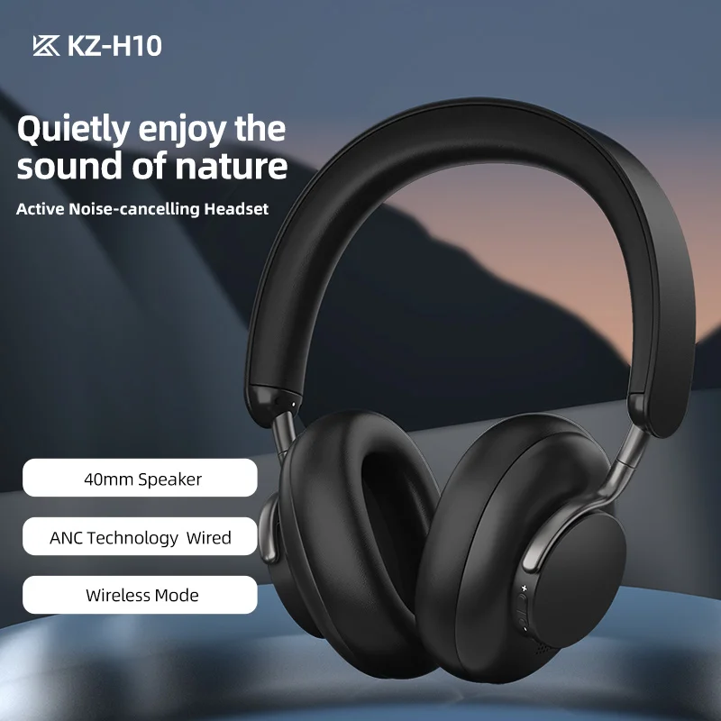 

KZ H10 40mm Titanium-Plated Diaphragm Dynamic Driver Bluetooth 5.0 Headphones Hybrid Active Noise Cancellation Transparency