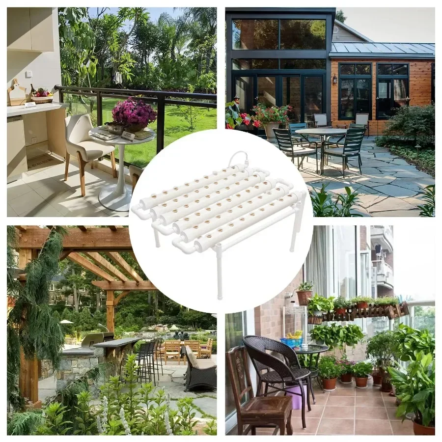 BYMAOCAR 1/3-Schicht Hydroponisches Anbausystem, PVC Indoor-Garten Hydroponik-Set Wassersparend (1 Schicht, 54 Löcher) – Detail 3