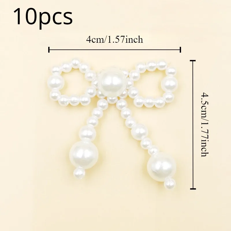 Set of 10 Handcrafted Pearl Bow and Heart-Shaped Decorative Accessories