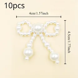 Set of 10 Handcrafted Pearl Bow and Heart - Shaped Decorative Accessories (10pcs)
