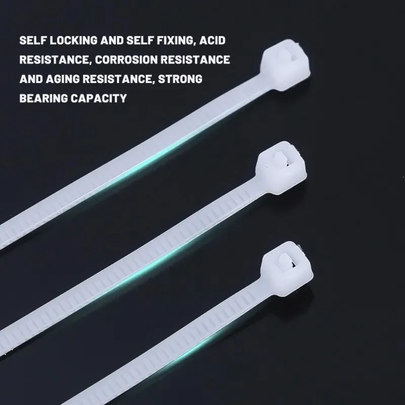 Description Picture 4 of item200/100Pcs Nylon Cable Ties Adjustable Self-locking Cord Ties Straps Fastening Loop Reusable Plastic Wire Ties for Home Office
