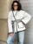 Knit Contrast Cardigan Sweater For Women Lace-Up Pocket Long Sleeve Patchwork Loose Coat Autumn Knitwear Women's Outwear