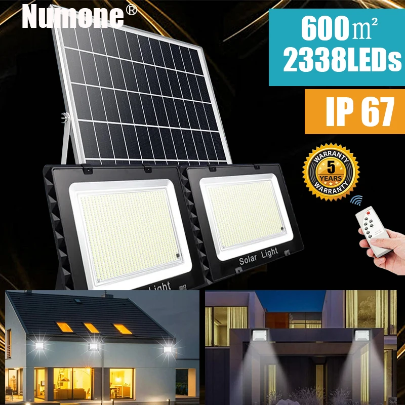 Solar Led Light Outdoor Panel Waterproof Street Lamp IP66 LED Remote Control Floodlight Is Suitable For Swimming Pool Courtyard solar light bulb