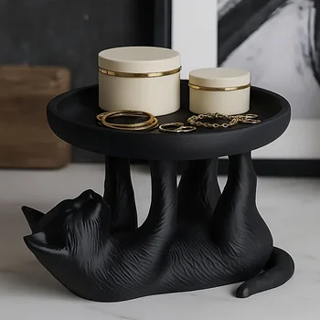 Vassoi per decorazioni da tavolo a forma di gattino carino Vassoio per gioielli creativo Organizzatore in plastica per gioielli Orologi Conservazione di prodotti per la cura della pelle