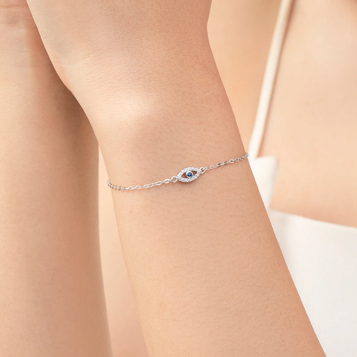 MODIAN 925 Sterling Silver Simple Trendy Blue Eye's Pave Setting Jewelry Sets For Women Fine Rings Necklace Bracelets Gifts