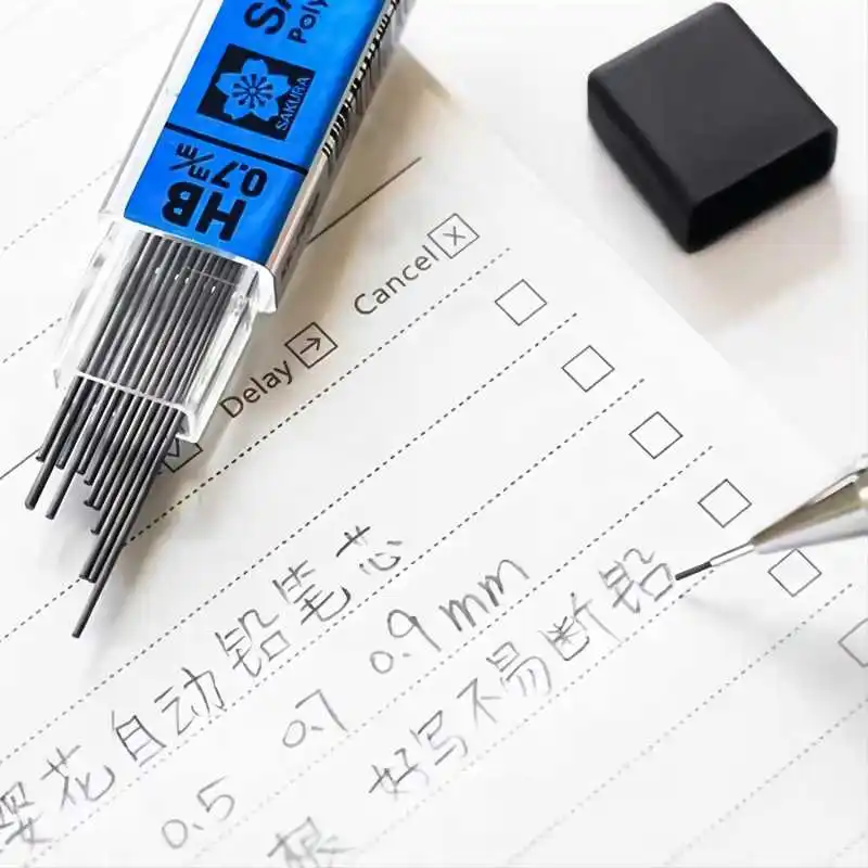 SAKURA Graphite Lead Mechanical Pencil Refill Automatic replace Pencil 2B/2H/B/HB 0.3/0.5/0.7/0.9mm Replace Lead Writing Lead 4