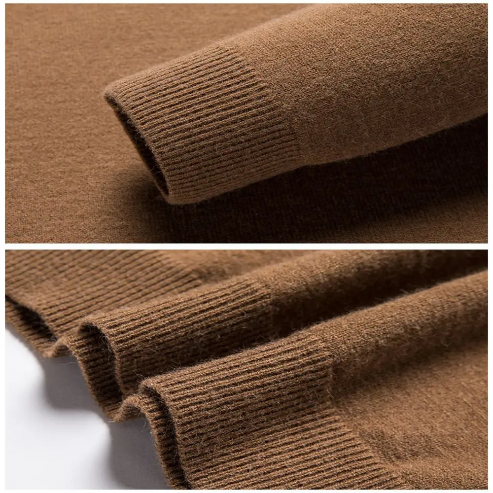 2023 Winter New Fashion Men's Half High Collar Solid Color Long Sleeved Knit Shirt Casual Versatile Thickened Pullover Sweater