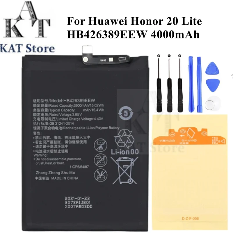 

Мобильный телефон Литий-полимерный аккумулятор для Huawei Honor 20 Lite HB426389EEW 4000 мАч, запасные части для аккумулятора