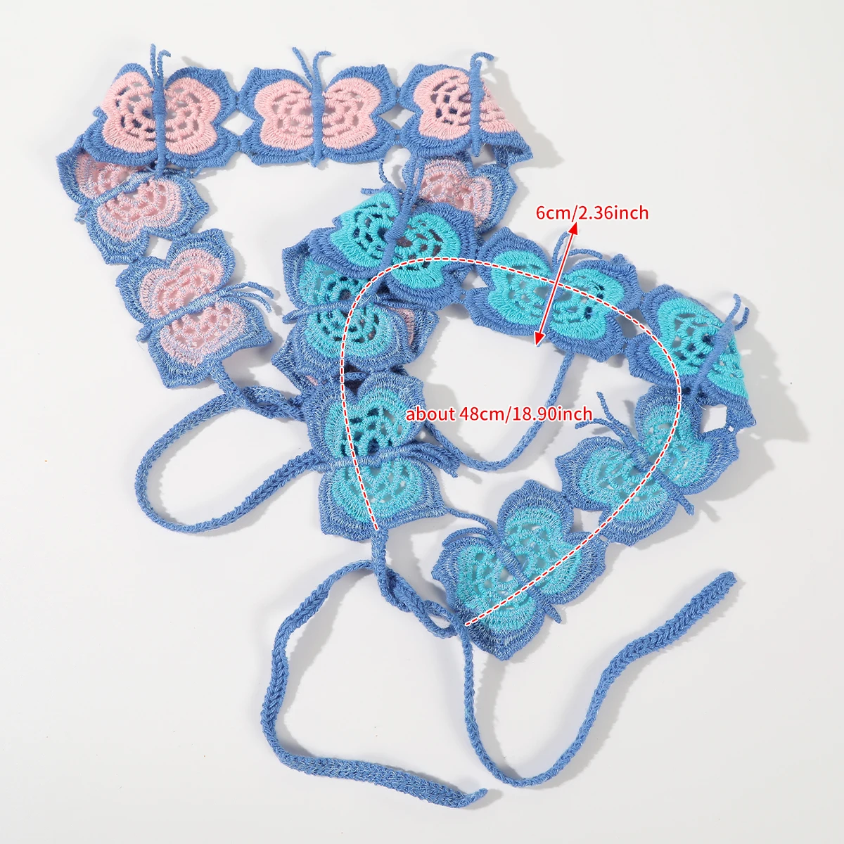 Knitted Butterfly Headband Blue Crochet Bandana Kerchief For Women Ladies Beach Pthoto Hair Bands Fashion Hair Accessories