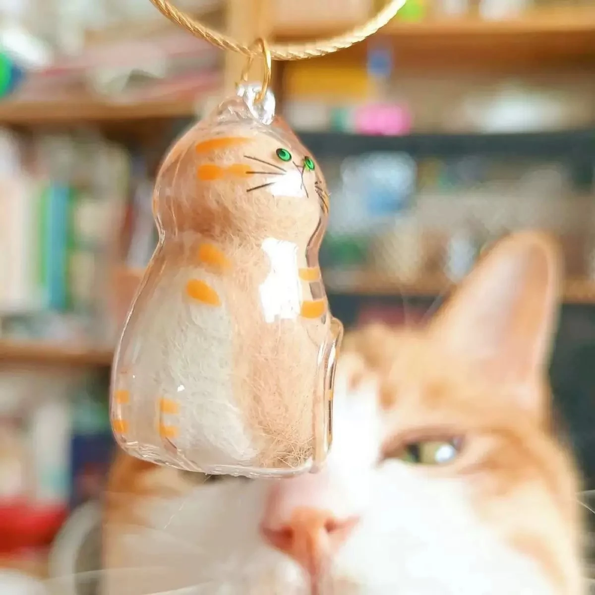 Ginger Cat Keychain Pendant – Cute Cat Backpack Charm & Storage Box 6