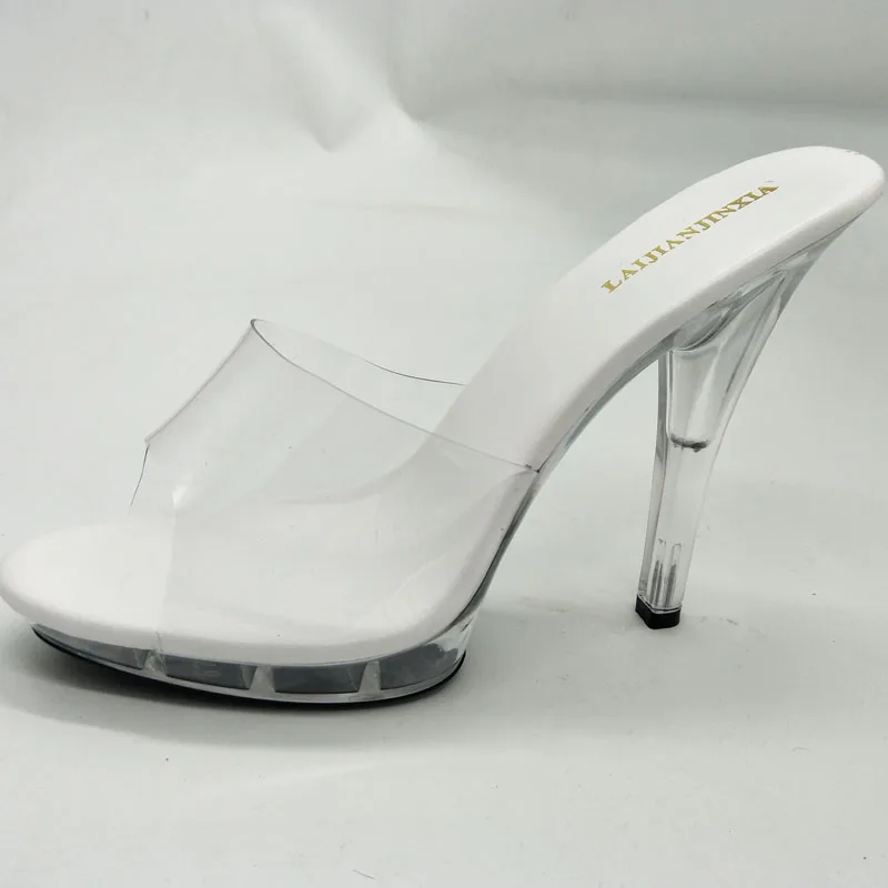 

LAIJIANJINXIA New 13CM/5inches Pvc Upper Fashion Sexy Exotic High Heel Platform Party Women slippers Pole Dance Shoes N037