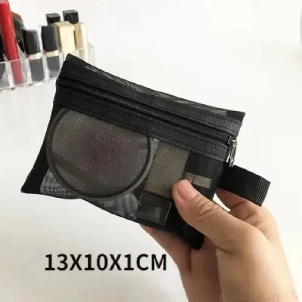 메쉬 화장품 가방 여행용 수납 메이크업 가방 정리함 여성용 메이크업 파우치 휴대용 소형 대형 세면도구 뷰티 케이스