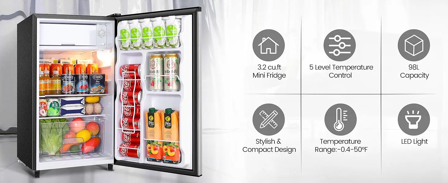 98A silver mini fridge