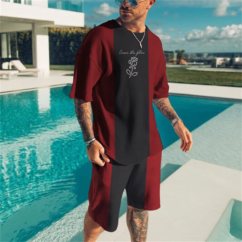 

Sportswear 2-piece T-shirt Shorts Men's Suit Summer Casual Sportswear Men's Jogging Sports Suit Men's Simple Clothes