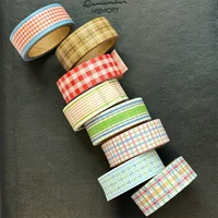 Korean Ins Retro Grid Decoration Adhesive Tape Planner Handbook DIY Scrapbooking Journal Collage Material Stickers 1