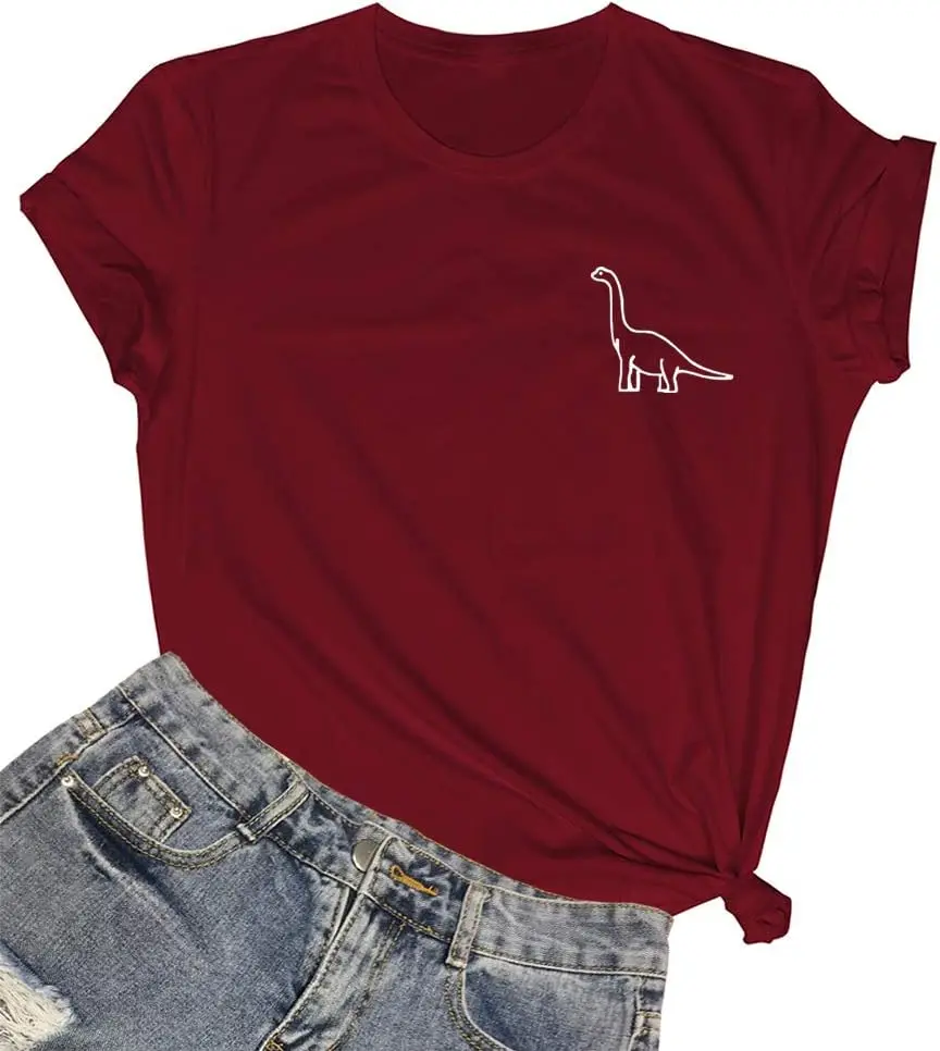 

ROSEPARK Women Cute Dinosaur Graphic T-Shirts Teen Girls Funny Tees
