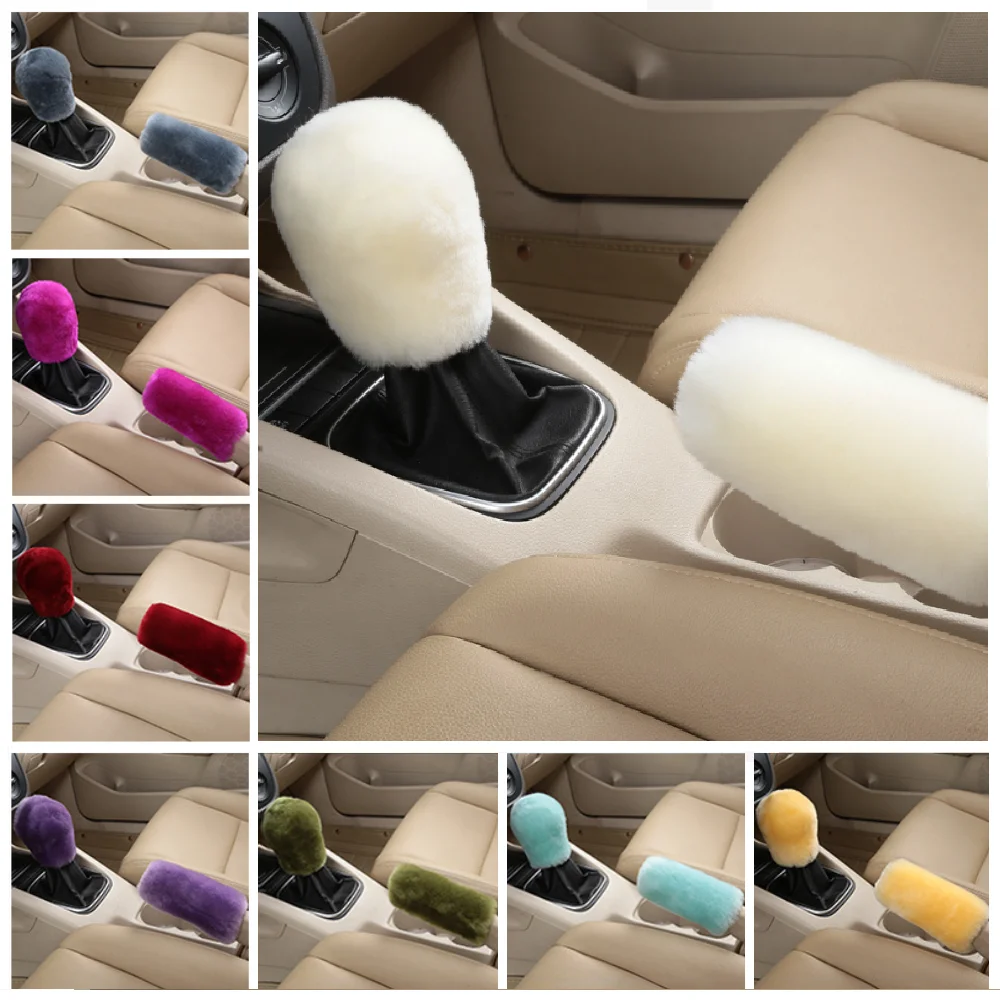 2PCS Set Winter Car Handbrake Grip Covers Gear Shift Knob Cover Soft
