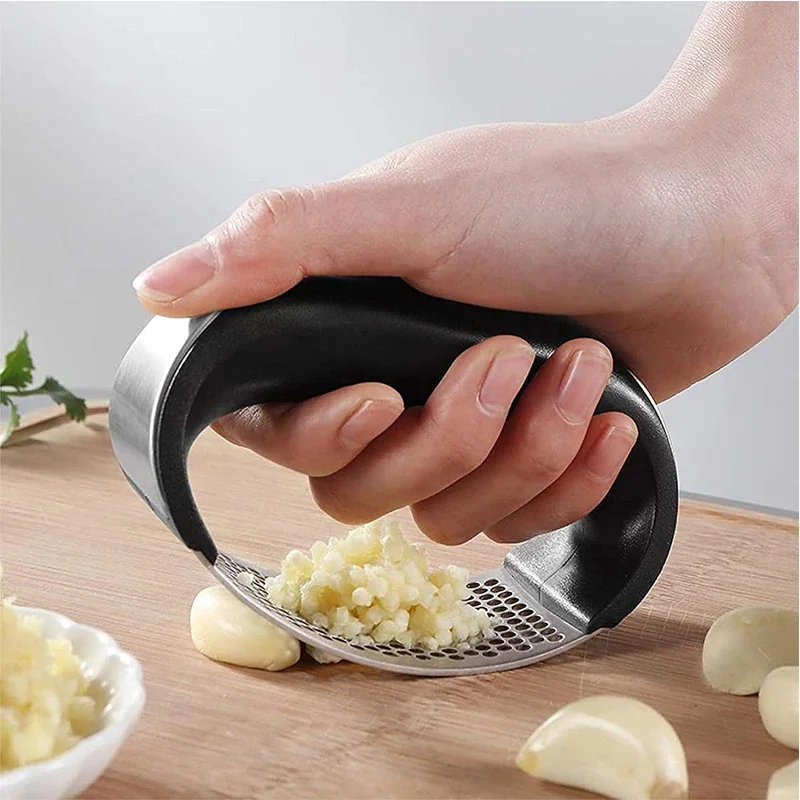 Garlic Pounder Kitchen Stainless Steel Curved Garlic Crusher Premium Garlic  Press With Soft Easy-Squeeze Ergonomic Handle